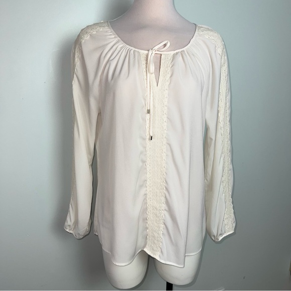 Saint Tropez West Ivory Lace Accent Blouse - Picture 8 of 15